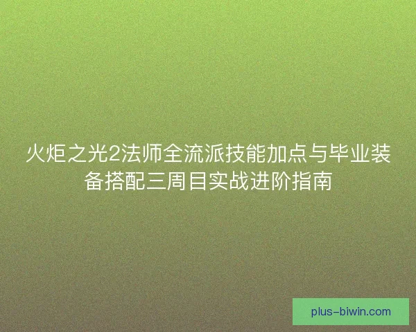 火炬之光2法师全流派技能加点与毕业装备搭配三周目实战进阶指南